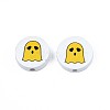 Halloween Printed Natural Wood Beads WOOD-T021-95-4
