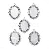 Tibetan Style Antique Silver Alloy Flat Oval Pendant Cabochon Settings X-TIBEP-M022-20AS-2