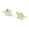 Brass Pave Cubic Zirconia Heart Connector Charms KK-P347-02G-02-3