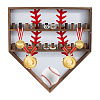 Baseball Theme Wood Wall Mounted Finger Ring Organizer Display Stands AJEW-WH0031-70A-1