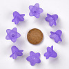 Purple Frosted Transparent Acrylic Flower Beads X-PLF018-15-3