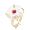 Lampwork Evil Eye Open Cuff Ring RJEW-C051-01G-08-2
