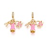 Brass Micro Pave Clear Cubic Zirconia and Enamel European Dangle Charms KK-T079-77G-1