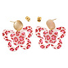 Brass Printing Acrylic Butterfly Dangle Stud Earrings EJEW-TA00674-2