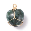 Natural Moss Agate Pendants PALLOY-JF01081-04-2