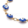 Enamel Oval with Evil Eye Link Chains Bracelet BJEW-P271-04G-04-2