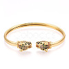 Brass Micro Pave Cubic Zirconia Cuff Bangles BJEW-T018-06G-NF-1