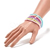 6Pcs 6 Color Flat Round with Heart Acrylic Beaded Stretch Bracelets Set for Women BJEW-JB08062-3