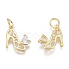 Brass Micro Pave Cubic Zirconia Stilettos Charms ZIRC-F111-13G-2