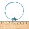 2Pcs 2 Colors Ocean Dyed Synthetic Turquoise Starfish Beaded Adjustable Waxed Polyester Cord Bracelets for Women BJEW-JB14242-5