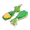 Saint Patrick's Day Polymer Clay Clover Dangle Stud Earrings EJEW-Q784-01G-01-2