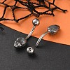 Snake Head 316 Surgical Stainless Steel Cubic Zirconia Belly Button Rings EJEW-G416-16AS-03-2
