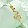 Brass Micro Pave Green Cubic Zirconia Snake Pendant Necklaces LS-NJEW-S438-02E-G-3