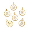 Brass Micro Pave Clear Cubic Zirconia Charms ZIRC-J040-44G-08-1