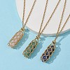 Natural Mixed Gemstone Bullet Pendant Necklaces NJEW-JN04529-02-6