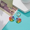 Rainbow Color Japanese Seed Braided Flower Dangle Hoop Earrings EJEW-MZ00003-3