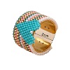 Adjustable Bohemian Style 304 Stainless Steel and Glass Seed Beads Cuff Rings FS-WG09053-01-3