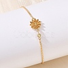 Brass Micro Pave Cubic Zirconia Birthday Flower Link Bracelets BJEW-U031-01G-11-2
