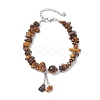 Natural Tiger Eye Chip Beaded Charm Bracelets for Women BJEW-JB12296-01-2