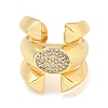 Oval Clear Cubic Zirconia Open Cuff Ring RJEW-L121-039G-2