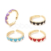 Heart Enamel Cuff Ring RJEW-C021-02G-1