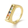 Rack Plating Golden Brass Micro Pave Clear Cubic Zirconia Finger Rings RJEW-M162-05G-01-1