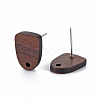 Walnut Wood Stud Earring Findings WOOD-S054-46-3