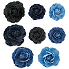 16Pcs 8 Styles Denim Cloth & Nylon Flowers DIY-FH0007-88-1