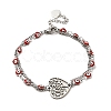 Red Enamel Evil Eye & 304 Stainless Steel Curb Chains Double Layer Multi-strand Bracelet with Charm for Women BJEW-C025-09P-2