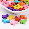 Mixed Color Chunky Acrylic Cross Beads X-SACR-436-M-2