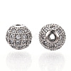 Rack Plating Brass Cubic Zirconia Beads ZIRC-S001-8mm-A02-2