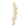 Brass Pave Clear Cubic Zirconia Leaf Links Connector Charms KK-Z156-15G-1
