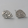 304 Stainless Steel Textured Geometric Stud Earring Findings with Hole STAS-WH0027-54J-2