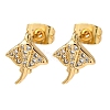 Brass Micro Pave Clear Cubic Zirconia Stud Earrings EJEW-D328-04G-01-4