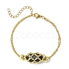 Natural Black Obsidian Bullet Link Bracelet BJEW-JB09563-01-1