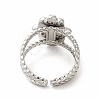 Tarnish Resistant 304 Stainless Steel Hamsa Hand Open Cuff Ring Settings RJEW-B027-22P-3