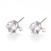 Brass Stud Earring Findings KK-L199-B01-P-1