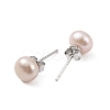 Natural Pearl Round Bead Stud Earrings EJEW-E298-01C-03P-2