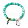 Polymer Clay Disc & Natural Malaysia Jade & TaiWan Jade Beaded Stretch Bracelet BJEW-JB09652-02-1