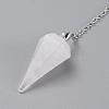 Platinum Tone Brass Crystal Cone Hexagonal Pointed Dowsing Pendulums MAK-M015-01I-5