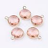 Golden Tone Brass Glass Flat Round Charms GLAA-M003-A-16G-1