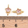 Brass Pave Pearl Pink Cubic Zirconia Connector Charms KK-CBA2DE6-04G-14-3