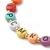 Flat Round with Letter Beaded Stretch Bracelet for Women BJEW-JB07553-01-5