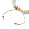 Natural Flower Amazonite Round Beaded Braided Bead Bracelets BJEW-JB10692-02-4
