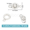 18 Sets 3 Colors 201 Stainless Steel Snap Clasps STAS-UN0045-77-4