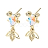 Brass Micro Pave Cubic Zirconia Fish Dangle Stud Earrings EJEW-K320-01G-23-1