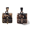 Carved Cuboid Rack Plating Brass Prayer Box Pendants KK-L101-16R-NF-1