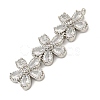 Brass Pave Clear Cubic Zirconia Three Flower Links Connector Charms X-KK-P277-51P-2