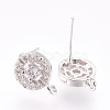 Brass Micro Pave Cubic Zirconia Stud Earring Findings KK-F753-10P-RS-2