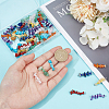 48Pcs 8 Styles Natural & Synthetic Chip Gemstone Beaded Connector Charms PALLOY-GO00058-3